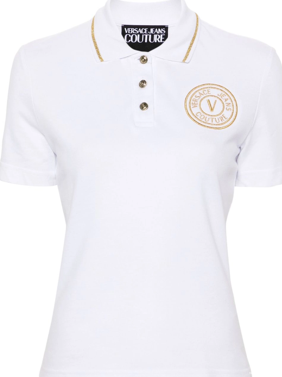 Affordable Versace embroidered-logo polo top Women Jeans Couture 0426